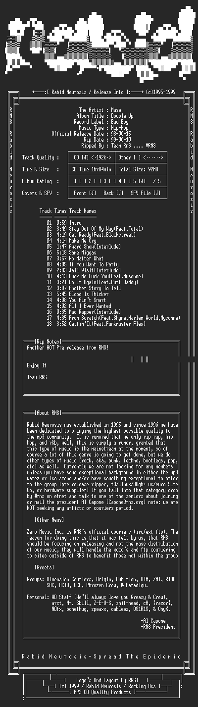 NFO file for Mase-Double_Up-1999-RNS