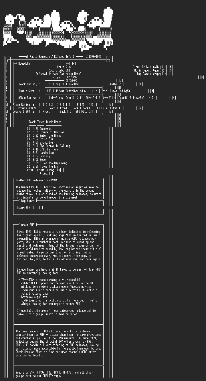 NFO file for Megadeth-Risk-1999-RNS