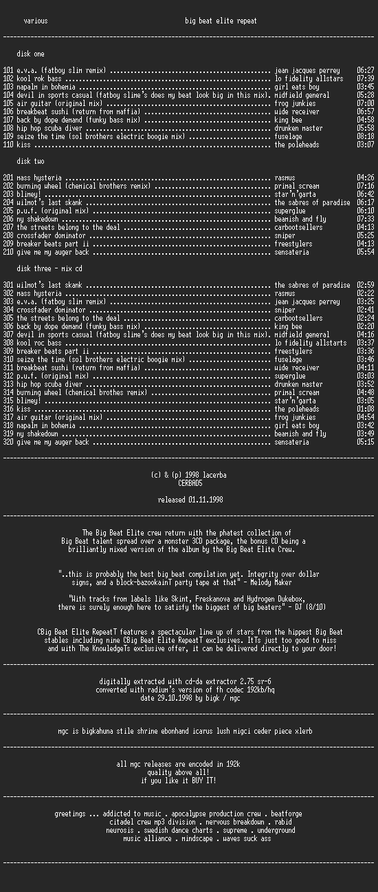 NFO file for Big_Beat_Elite_Repeat-MGC