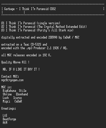 NFO file for Garbage_-_I_Think_I'm_Paranoid_CDS-MGC