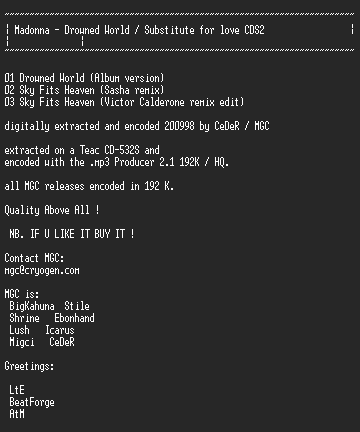 NFO file for Madonna_-_Drowned_World_CDS2-MGC