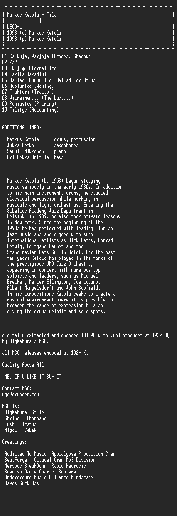 NFO file for Markus_Ketola_-_Tila-MGC