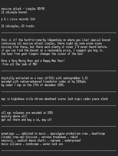 NFO file for Massive_Attack_-_Singles_90-98-MGC