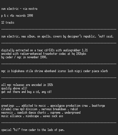 NFO file for Sun_Electric_-_Via_Nostra-MGC