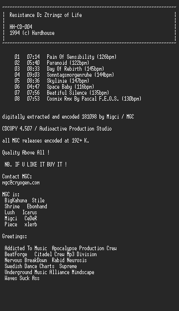 NFO file for Resistance_D_-_Ztringz_of_Life_(1994)-MGC