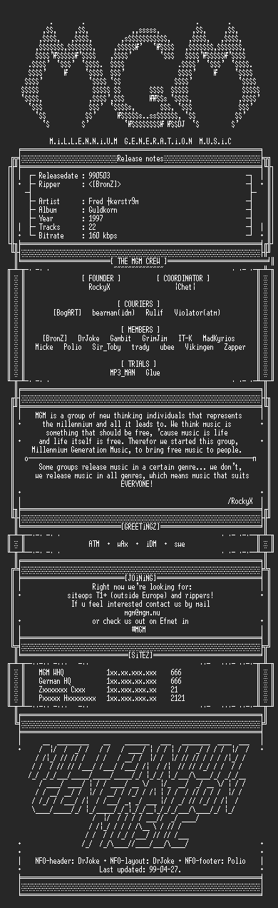 NFO file for Fred_Akerstrom_-_Guldkorn_(1997)-MGM