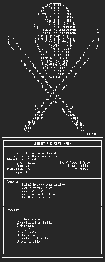 NFO file for Michael_Brecker_Quartet--Two_Blocks_From_The_Edge-(1998)-iMPG