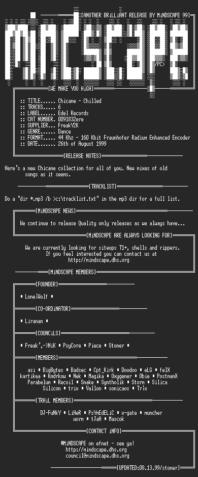 NFO file for Chicane_-_Chilled_(1999)-MS