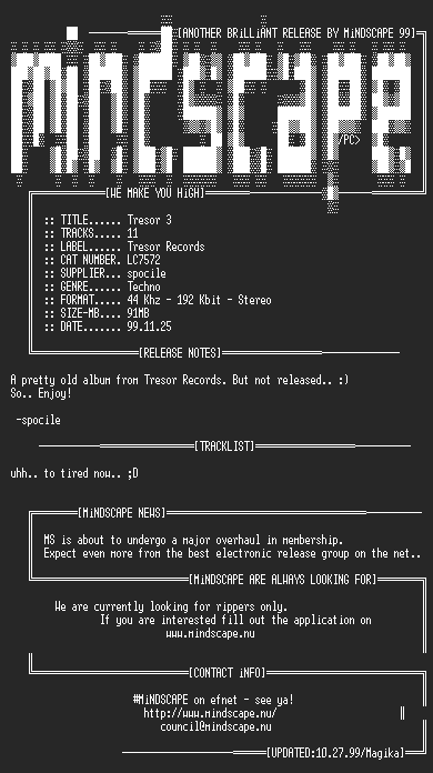 NFO file for Tresor_Records_Presents_-_Tresor_3_(1995)-MS