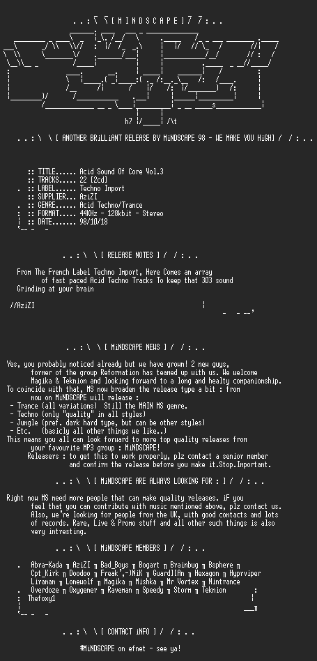 NFO file for Acid_Sound_of_Core_3-MindScape