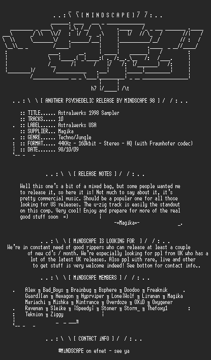 NFO file for Astralwerks_1998_Sampler-MS