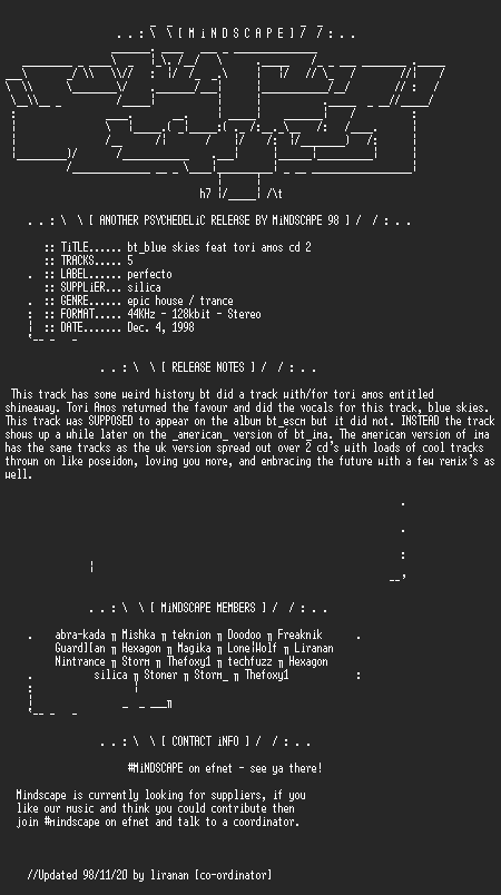 NFO file for BT_-_blue_skies_(featuring_tori_amos)_cd2-MS