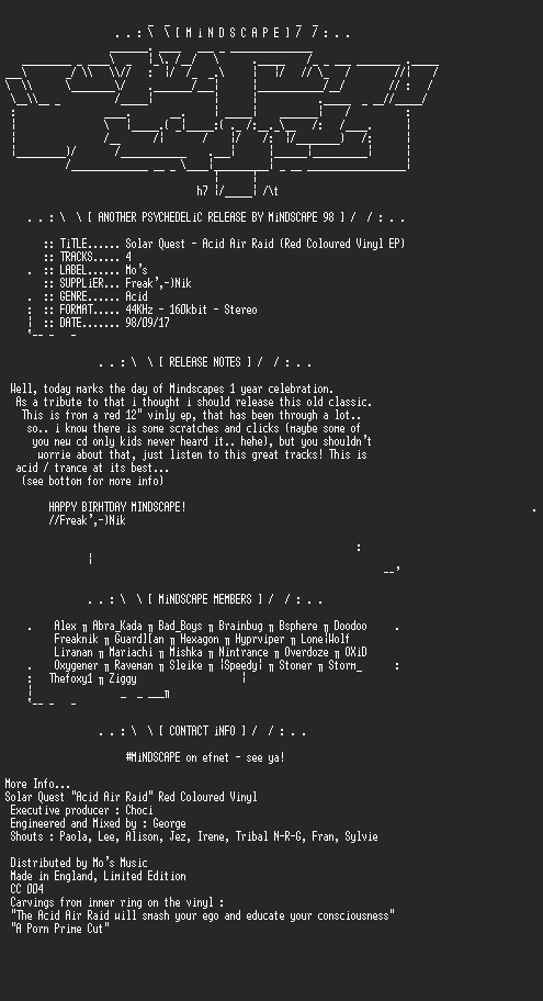 NFO file for Solar_Quest_-_Acid_Air_Rain_Vinyl_EP-MS
