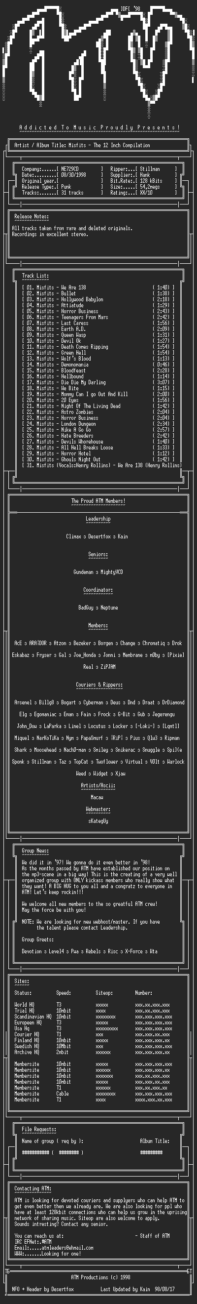 NFO file for Misfits_-_The_12_Inch_Compilation_-_ATM