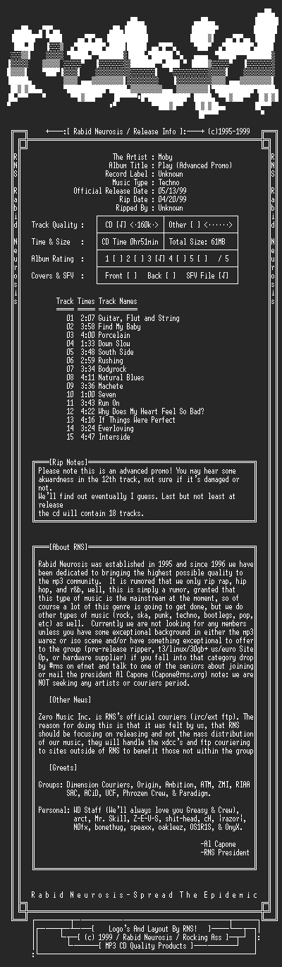 NFO file for Moby-Play_(Advanced_Promo)-1999-RNS