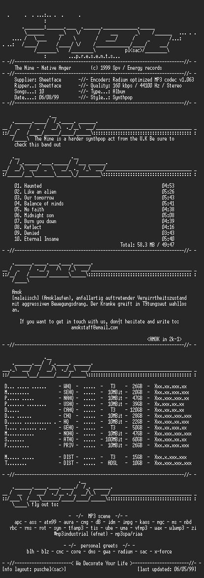 NFO file for The_Nine-Native_Anger-(1999)-AMOK