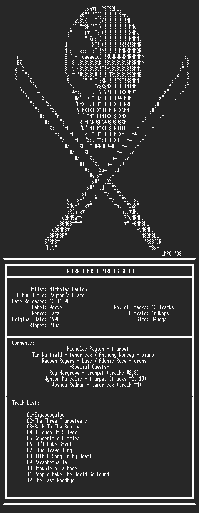 NFO file for Nicholas_Payton--Paytons_Place-(1998)-iMPG