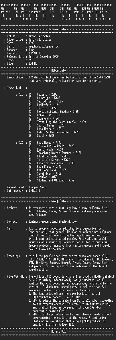 NFO file for Ozric_Tentacles_-_Afterswish_(1999)-801