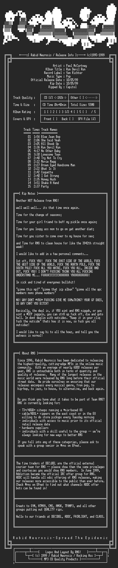 NFO file for Paul_McCartney-Run_Devil_Run-1999-RNS