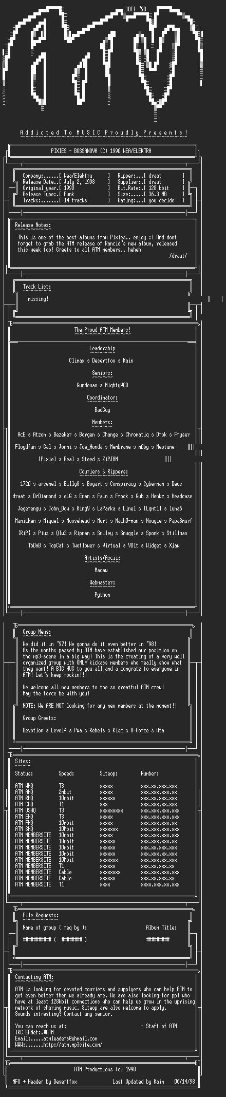 NFO file for Pixies_-_Bossanova_(1990)_-_ATM