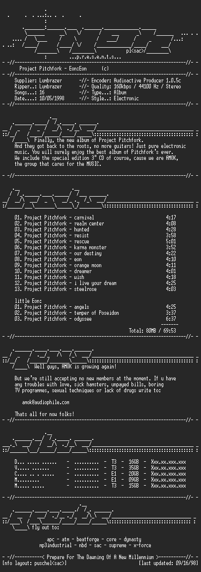 NFO file for Project_Pitchfork-Eon_Eon_(special.edition)-AMOK