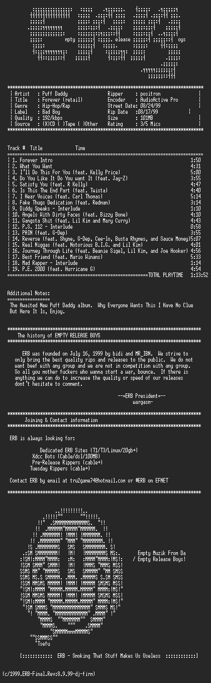 NFO file for Puff_Daddy-Forever-1999-ERB