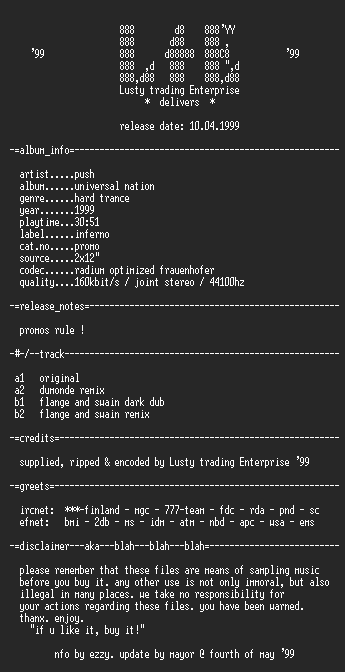 NFO file for Push-Universal_Nation_(Single)-LtE