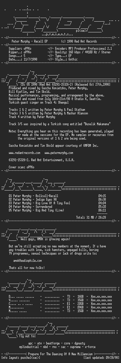 NFO file for Peter_Murphy-Recall_EP-AMOK