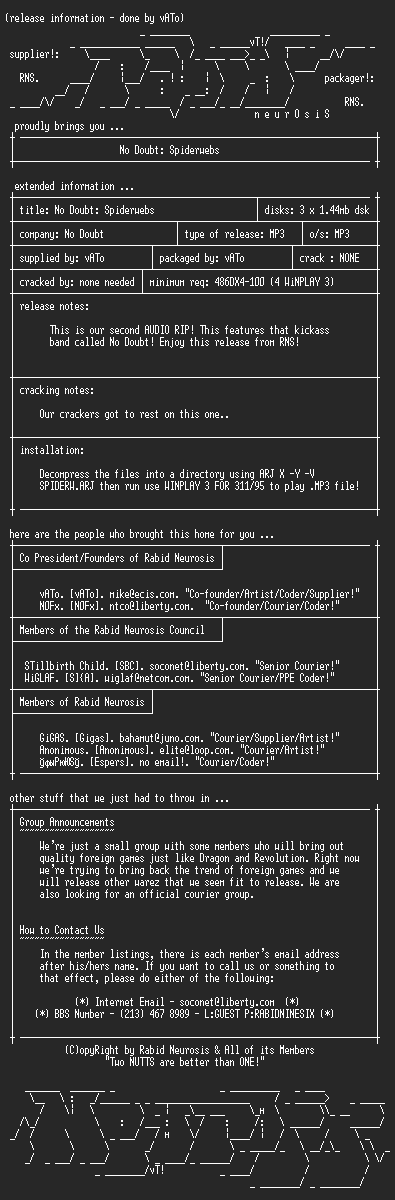 NFO file for No_Doubt-Spiderwebs-RNS