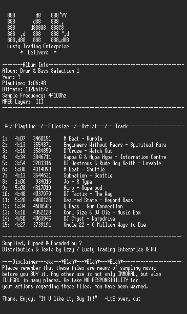 NFO file for Drum_&_Bass_Selection_1_-_LtE