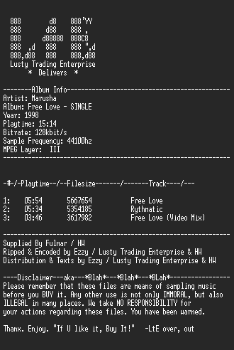 NFO file for Marusha_-_Free_Love_(SINGLE)_-_LtE