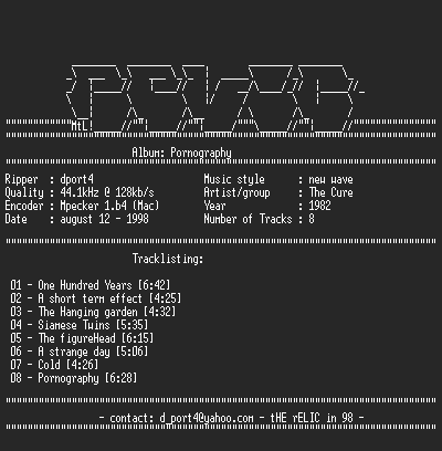 NFO file for The_Cure-Pornography-RELiC