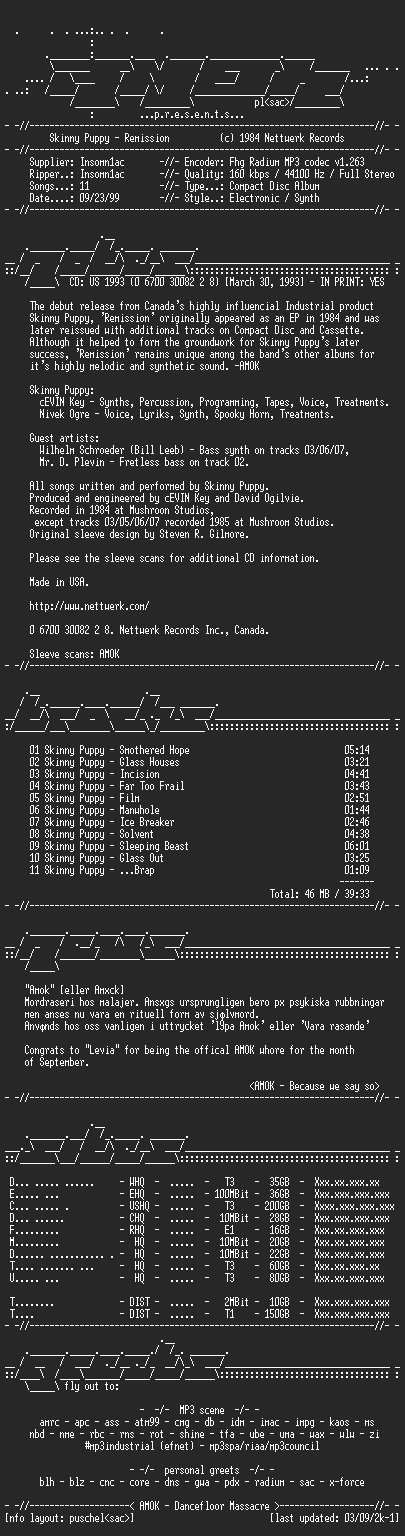 NFO file for Skinny_Puppy-Remission_(1984)-AMOK