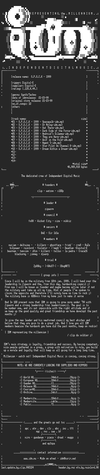 NFO file for S.P.O.C.K_1999_(1999)-IDM