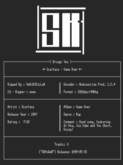 NFO file for Scarface_-_Game_Over(Singel)(192kbps)-SKPoWaH