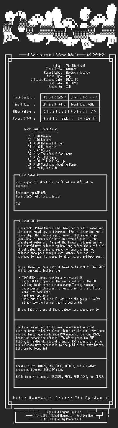 NFO file for Sir_Mix-A-Lot-Seminar-1990-RNS