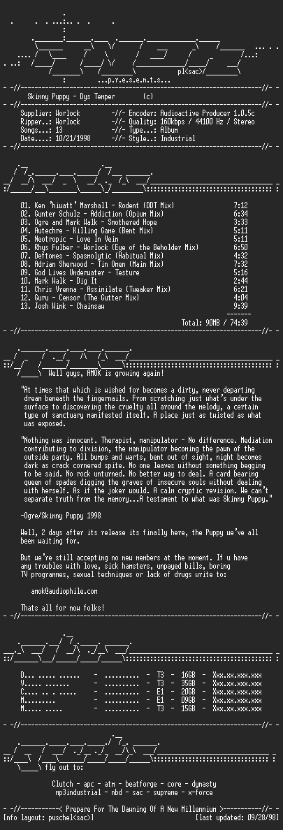 NFO file for Skinny_Puppy-Dys_Temper-AMOK