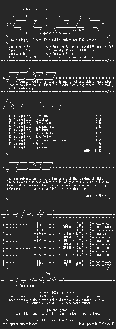 NFO file for Skinny_Puppy-Cleanse_Fold_And_Manipulate-(1989)-AMOK