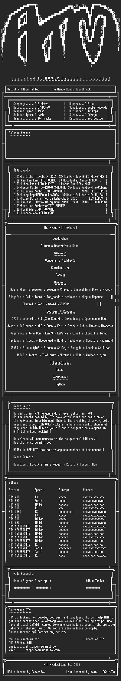 NFO file for Soundtrack_-_The_Mambo_Kings_(1992)_-_ATM
