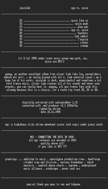 NFO file for Spicelab_-_Spy_Vs_Spice-MGC