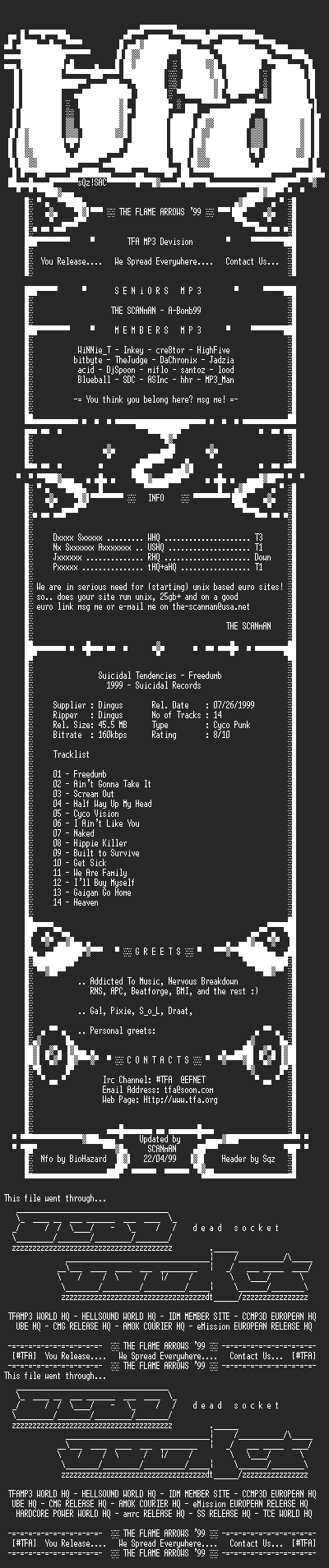 NFO file for Suicidal_Tendencies-Freedumb-1999-TFAMP3