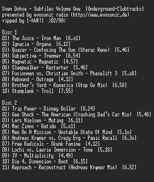 NFO file for (Sven_Dohse)-Subfiles_Volume_One-NBD