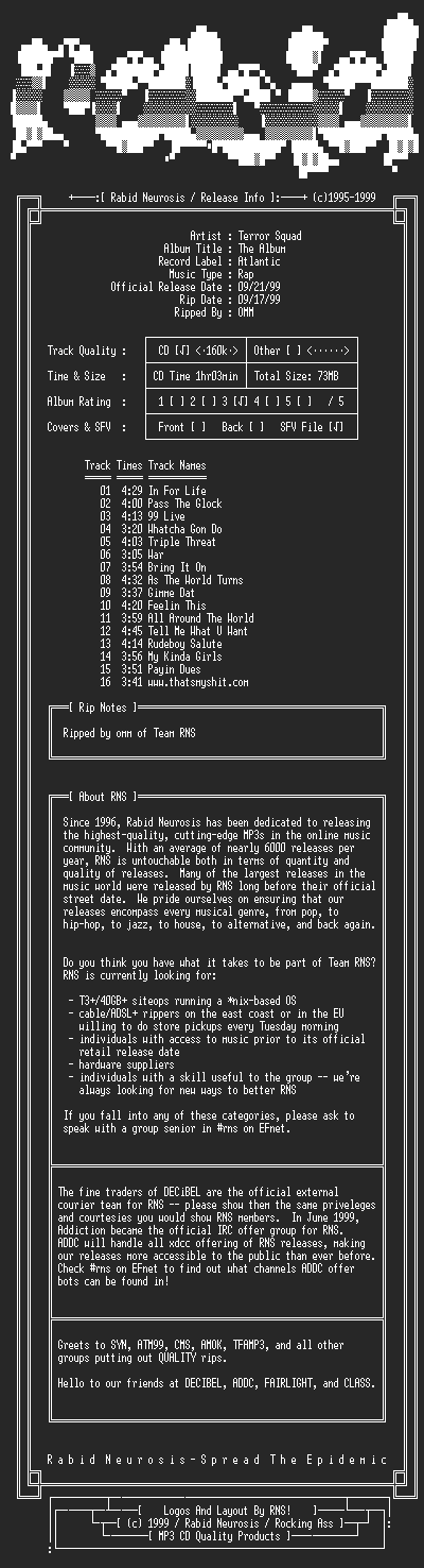 NFO file for Terror_Squad-The_Album-1999-RNS