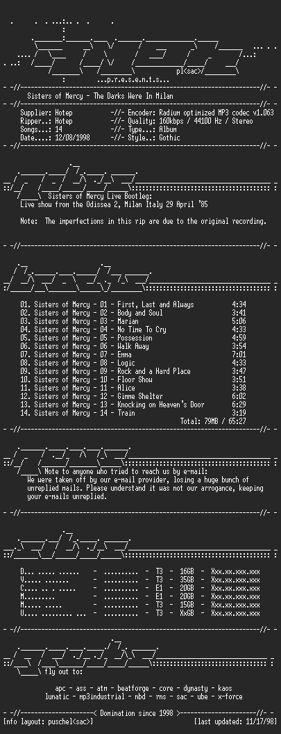 NFO file for Sisters_of_Mercy-The_Darks_Were_In_Milan_(Live_Bootleg)-AMOK