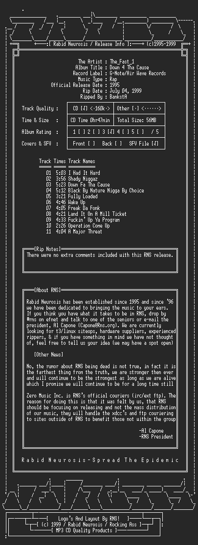 NFO file for The_Fast_1-Down_4_Tha_Cause-1995-RNS