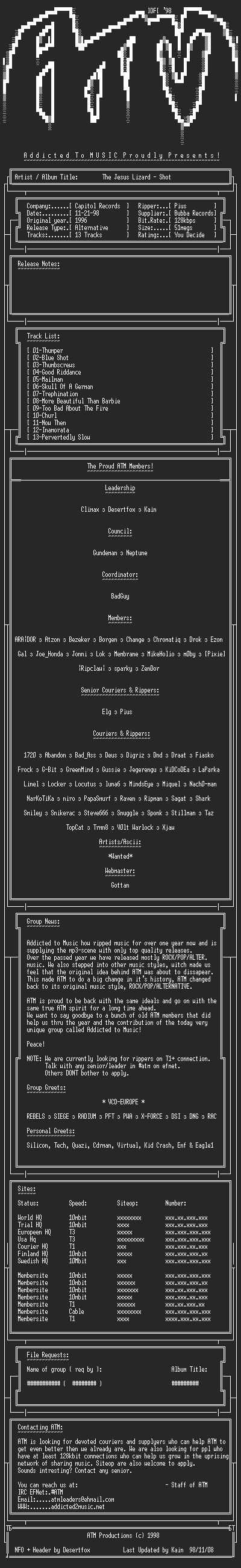 NFO file for The_Jesus_Lizard_-_Shot_(1996)-ATM