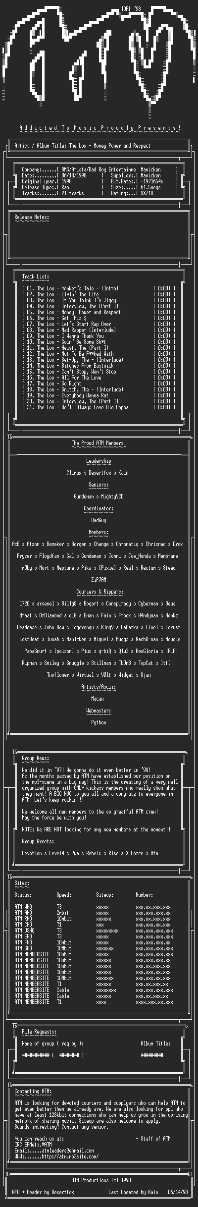 NFO file for The_Lox_-_Money_Power_and_Respect_-_ATM