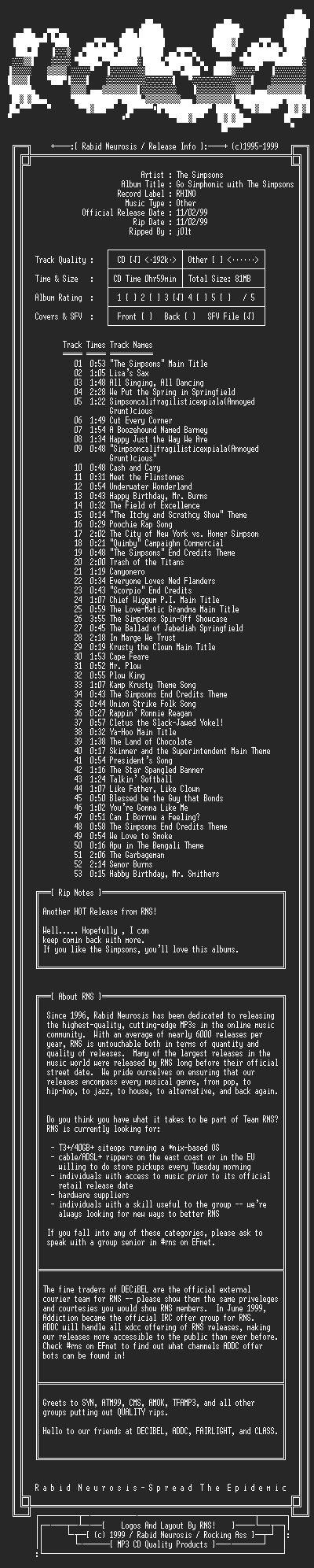 NFO file for The_Simpsons-Go_Simphonic_With_The_Simpsons-1999-RNS