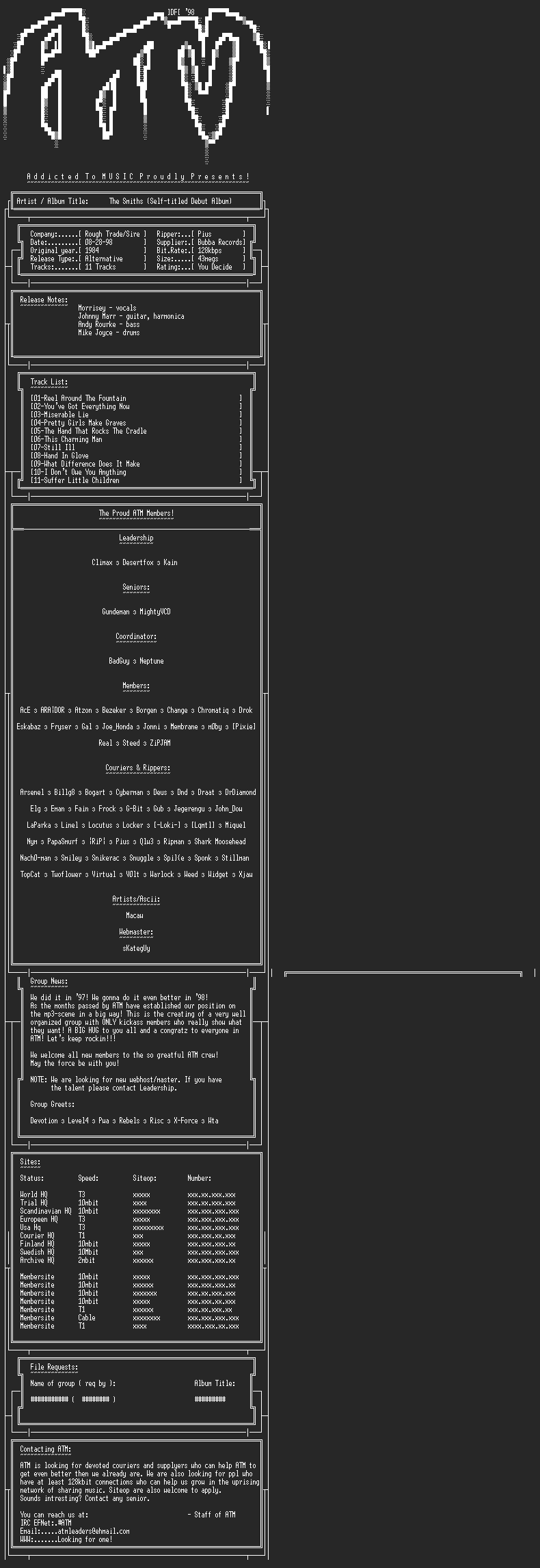 NFO file for The_Smiths_-_The_Smiths_(1984)-ATM