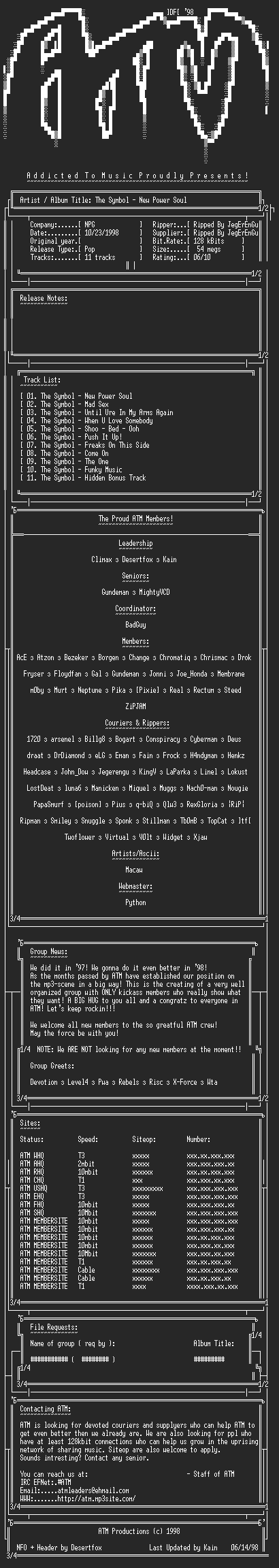NFO file for The_Symbol_-_New_Power_Soul_-_(1998)_-_ATM
